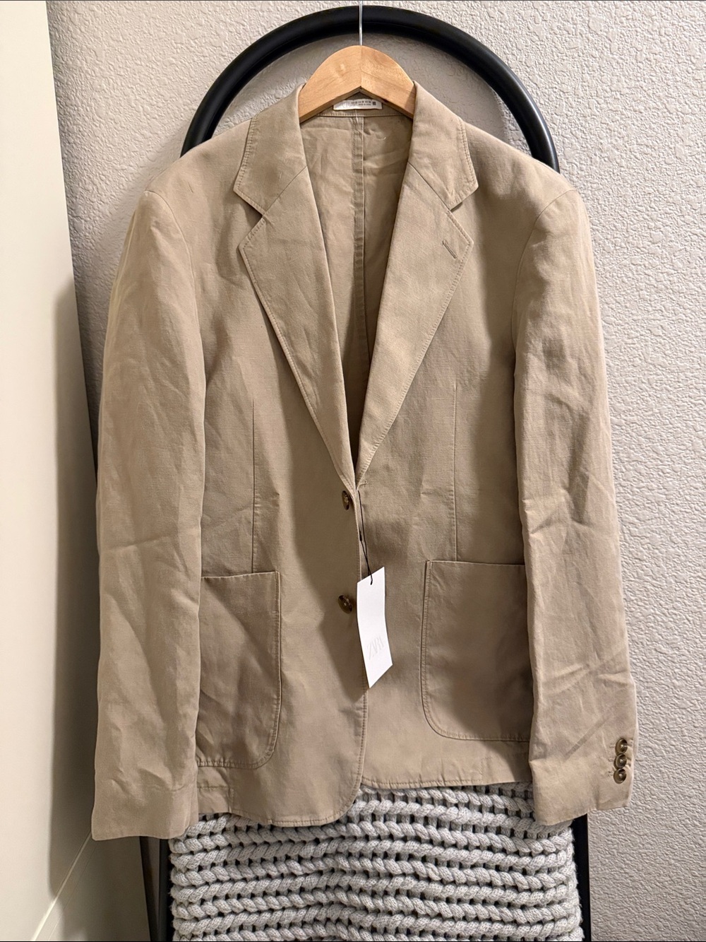 Zara linen-blend single-breasted blazer
